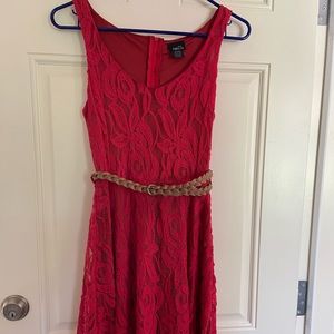 Salmon/ Red lace dress